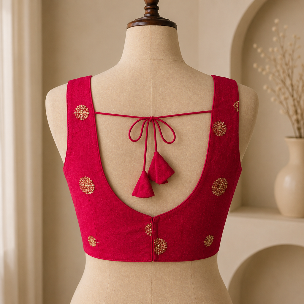 Rani Pink Designer Silk Blend Embroidered Blouse